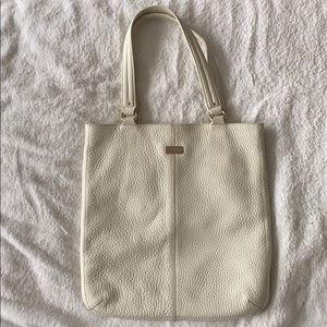 Cole Haan White Pebbled Leather Tote